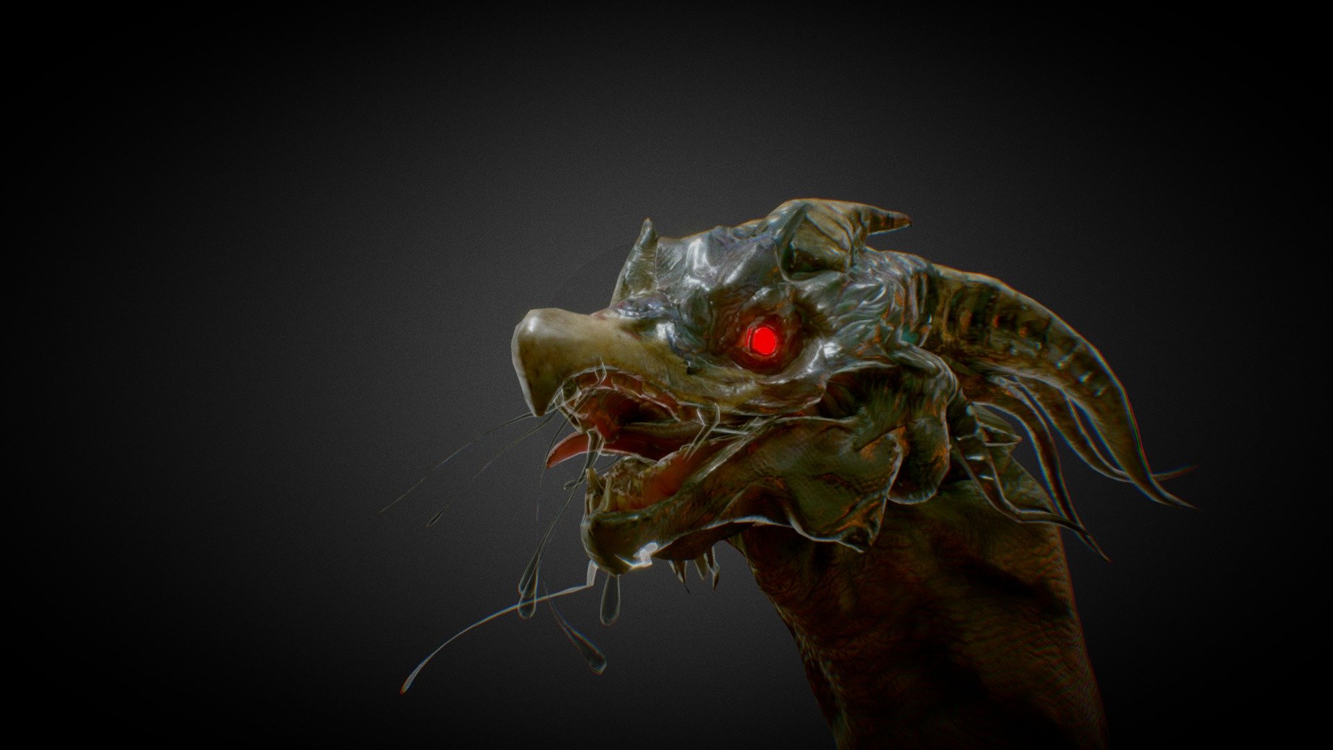 Dragon bust Animated ready for games 3d model