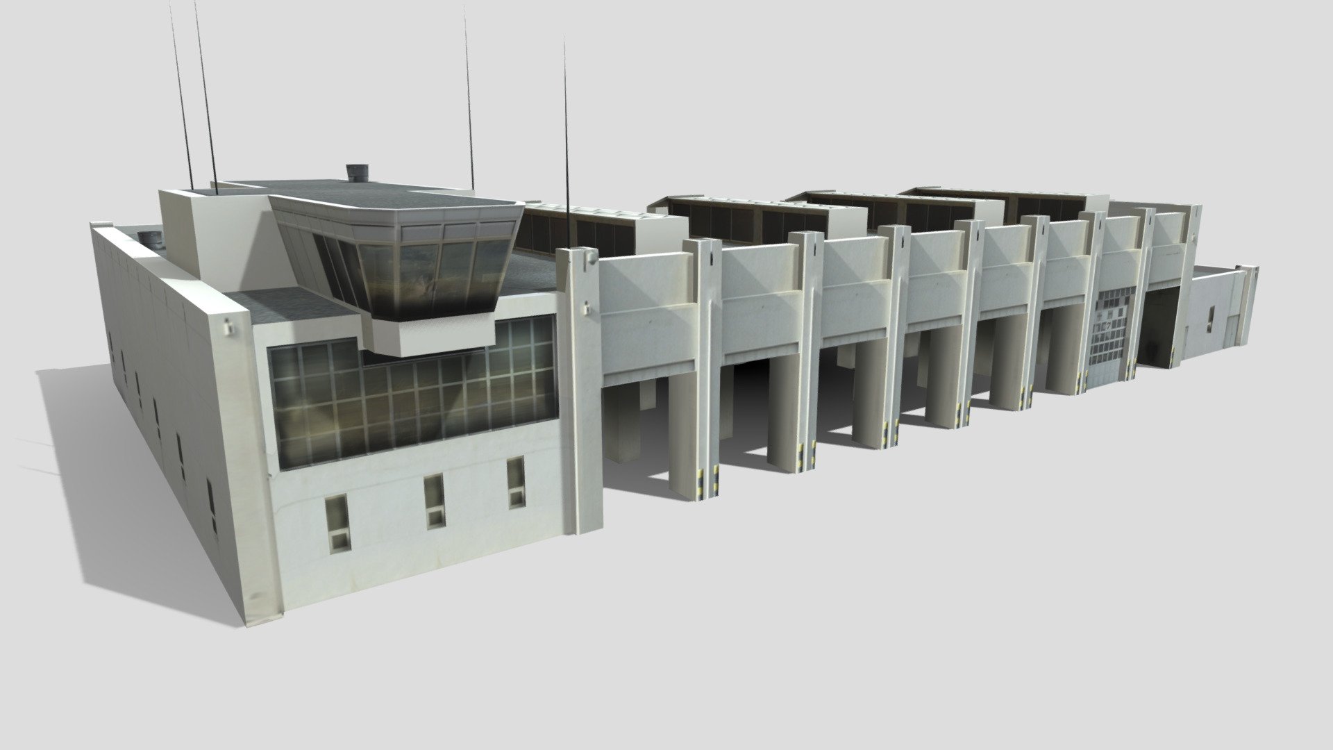 Fire Station Airport Doha - Buy Royalty Free 3D model by paperscan 3d model