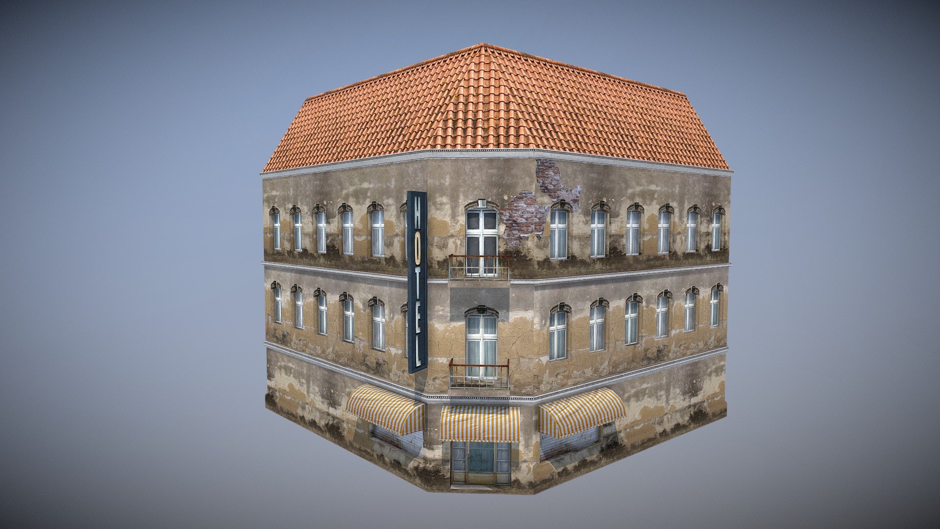 Gameready model - Old Hotel - Buy Royalty Free 3D model by Dexsoft Games (@dexsoft-games) 3d model