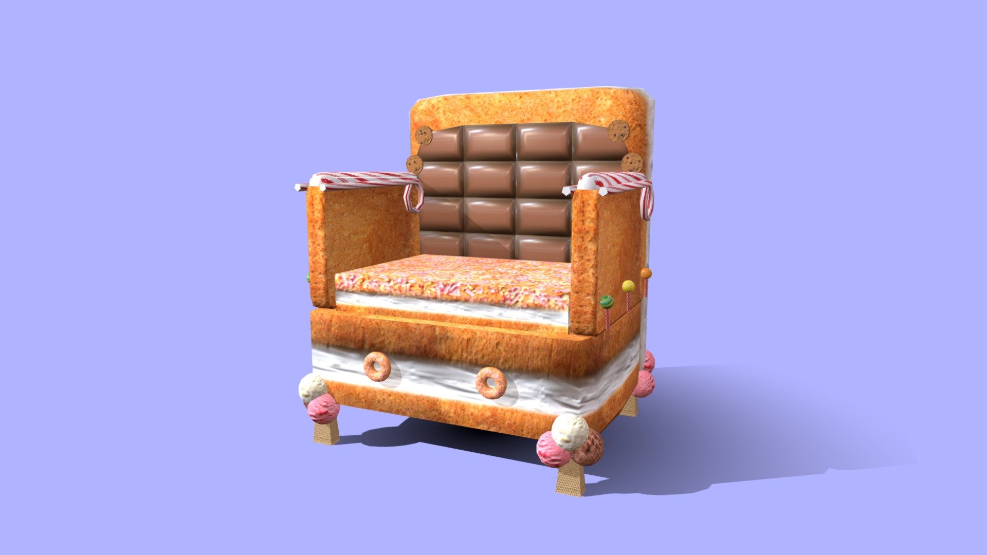 A Delicious Chair made for a school project.
Sitting at your own risk, the chair may be sticky.

Model: Melanie Neuber
Texture: Niklas Reincke - Candy Armchair - 3D model by Niklas Reincke (@kleinesboss) 3d model