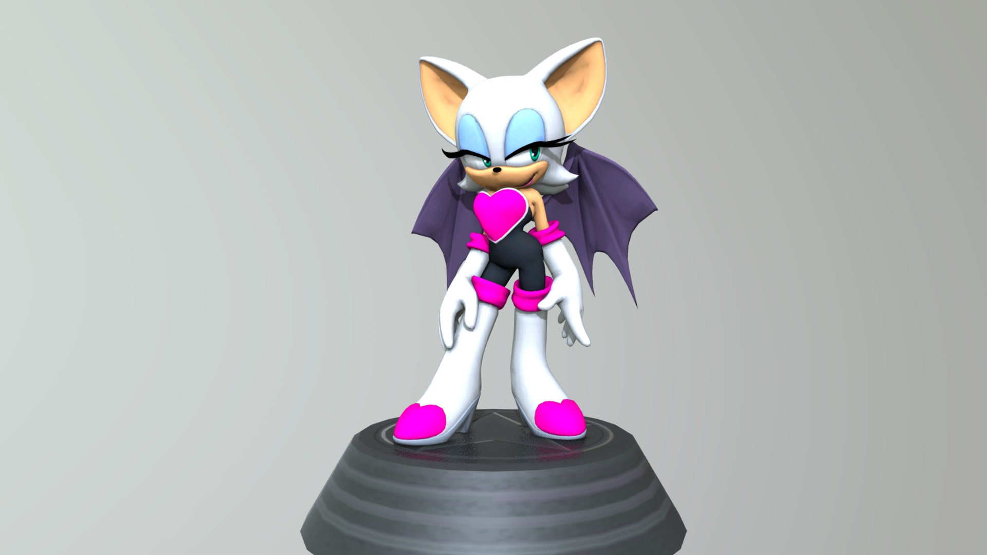 Alright, we'll be making a little detour. Here's Rouge. Now, time for the last 2 Modern Characters: Silver and Chip. After that, Hero and Dark Chao. And then, the rest.

Note: I know Rouge is already on Sketchfab. I'm only doing her to have the entire collection. Same reason as Amy 3d model