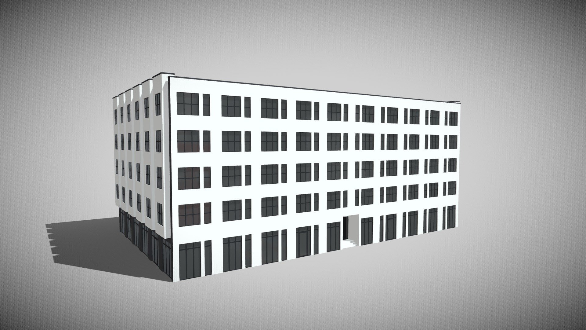 Detailed model of an Apartment Building with no interior, modeled in Cinema 4D.The model was created using approximate real world dimensions.

The model has 19,876 polys and 23,714 vertices.

An additional file has been provided containing the original Cinema 4D project files and other 3d export files such as 3ds, fbx and obj 3d model