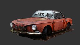 Abandoned Volkswagen Karmann Ghia (Raw Scan) raw, abandoned, red, forest, 3d-scan, rusty, sports, scrap, volkswagen, coupe, derelict, overgrown, karmann, ghia, photogrammetry, car