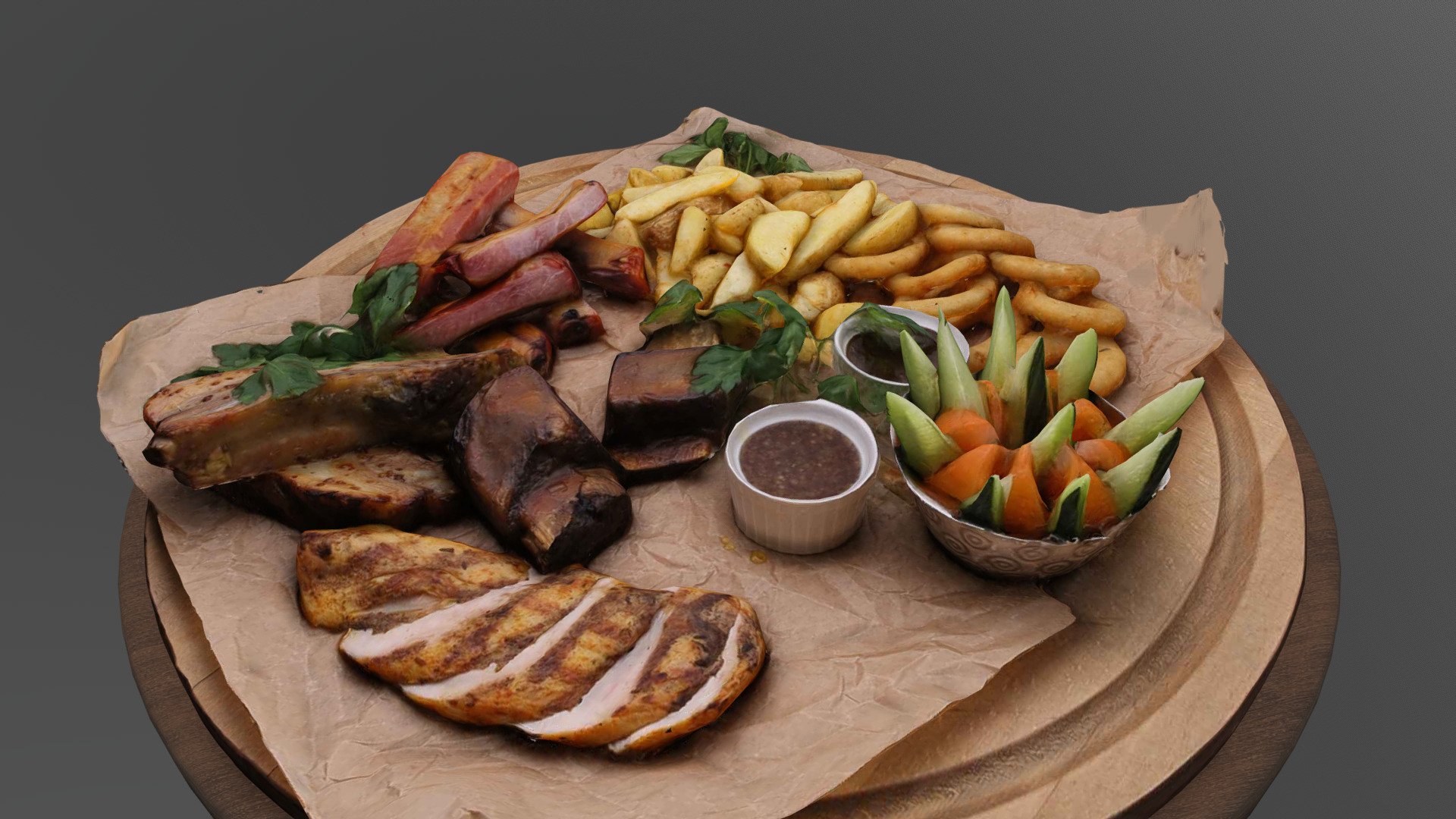 Meat Set_rebr - Buy Royalty Free 3D model by Menu AR (@menu_ar) 3d model