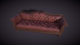 Victorian Leather Sofa victorian, sofa, leather, vintage, furniture, pbr-game-ready