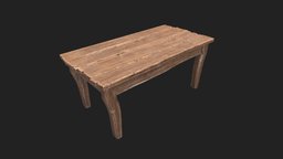 Medieval Table wooden, vintage, retro, medieval, sharp, furniture, table, dirty, old, asset, low, poly, wood, gameready