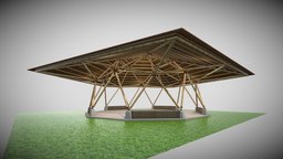 BAMBOO SHELTER GEODESIC BAKED kiosk, geodesic, bamboo, bungalow, shelter, guadua