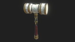 Dwarven Hammer hammer, dwarf, dwarven, golden, game-asset, free-download, substancepainter, substance