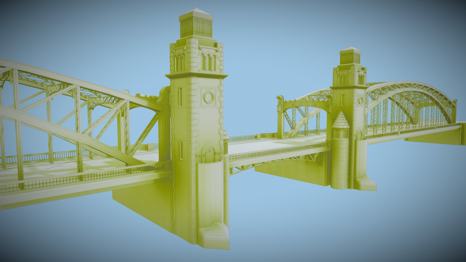 Мост Петра Великого (Большеохтинский мост) Санкт-Петербург - Bridge Greate Peters - 3D model by Slawa_L 3d model