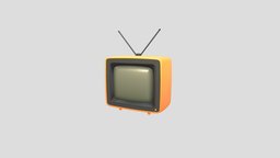 Cartoon TV object, toon, cute, style, tv, prop, vintage, monitor, item, classic, television, appliance, yellow, analog, 90s, cartoon, 3d, model, house, screen
