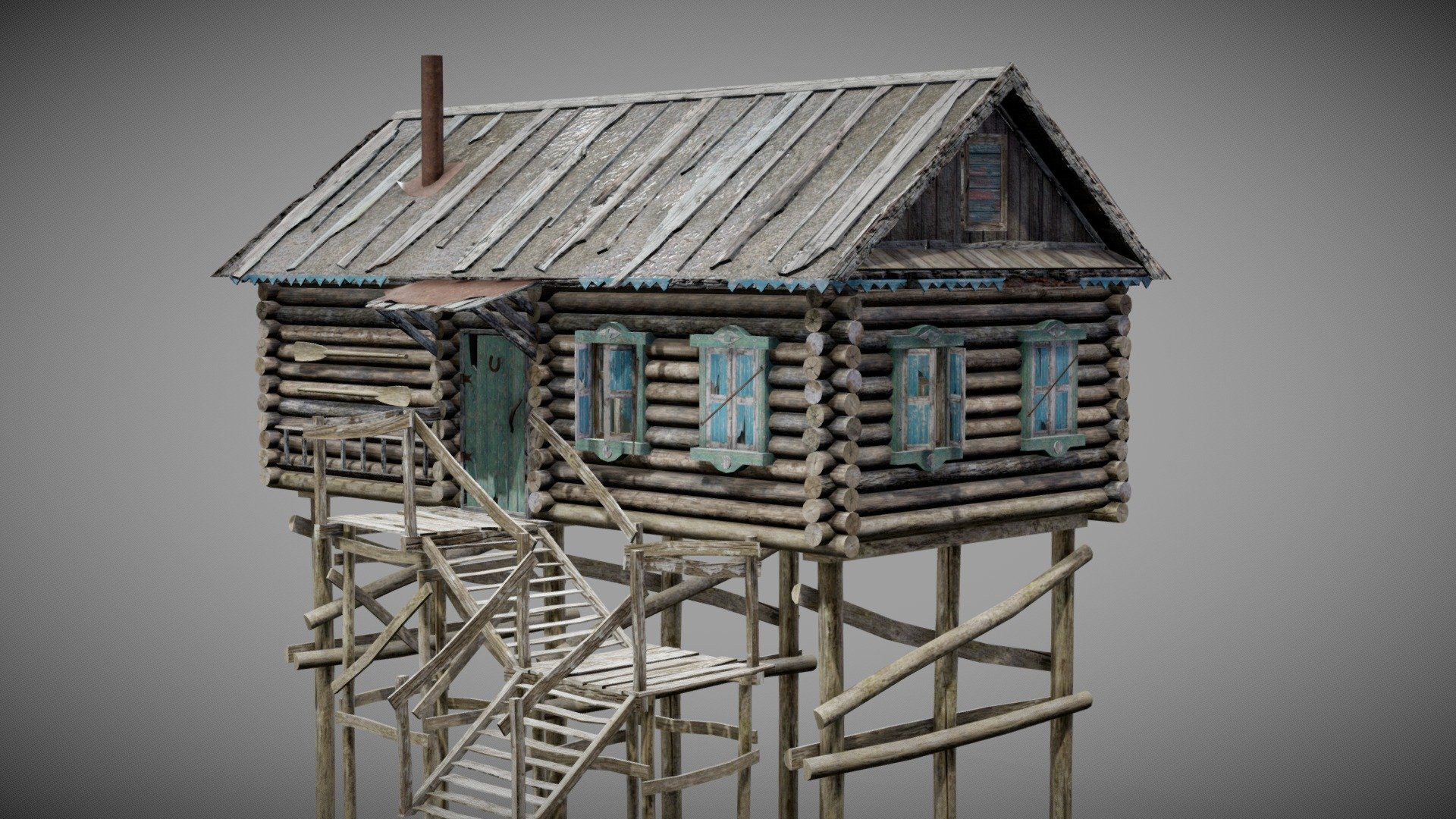 Wooden House B an3 - Buy Royalty Free 3D model by flawlessnormals 3d model