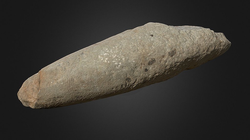A Bronze Age ard point with a broken tip from the 1980s excavations at Tofts Ness, Sanday.

The Orkney Museum, Orkney Islands Council. OM TN SF4942.  © Hugo Anderson-Whymark 3d model