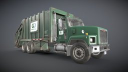 Classic Garbage Truck truck, heavy, transport, generic, trash, classic, garbage, waste, service, recycle, cargo, lorry, disposal, vehicle, lowpoly, industrial, gameready