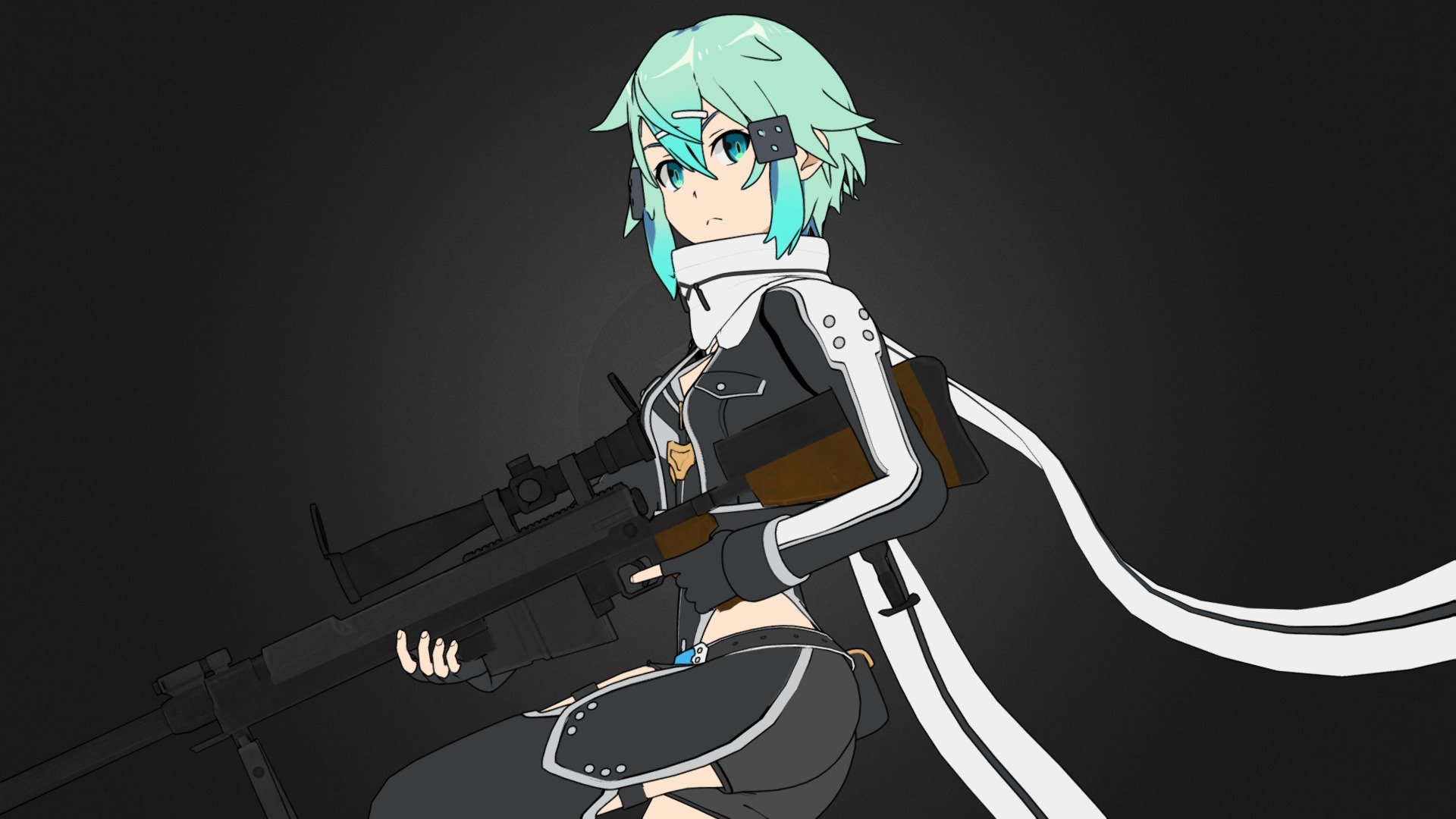 Sinon character from the anime Sword art Online II.

3D Model Rigged. With Shape Keys. In blend format, for Blender v2.8 - v3.1. EEVEE renderer, with nodes, material Toon Shader.

2 clothing color variations (Standard and All Black)

▬▬▬▬▬▬▬▬▬▬▬▬▬▬▬▬▬▬▬▬▬▬▬▬▬▬▬▬▬▬▬▬▬▬▬▬▬▬▬▬▬▬▬▬▬▬

Buy Artstation: https://www.artstation.com/a/10860433

Buy CGTrader: encurtador.com.br/agmo2

▬▬▬▬▬▬▬▬▬▬▬▬▬▬▬▬▬▬▬▬▬▬▬▬▬▬▬▬▬▬▬▬▬▬▬▬▬▬▬▬▬▬▬▬▬▬

Contents of the .ZIP file:

● Folder with all textures in .tga Format.

● .blend file with the complete 3D Model.

Contents of the .blend file:

● Sinon in Defalt version and All black Clothes

● Full body, no deleted parts.

● Individual Hair, separated from the body.

● Pieces of Clothing, separated from the body. (Individuals, Can be removed)

● Complete RIG, with all bones for movement. (Metarig Rigify Armature)

● Shape Keys.

● Textures embedded in the .blend file.

● Includes special effects.

● Includes PGM Ultima Ratio Hecate II Gun - Sinon - SAO Anime - 3D Model Blender - 3D model by Gilson.Animes 3d model
