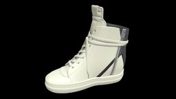 Sneakers Rick Owens Geobasket Converse White shoe, leather, cloth, textures, boot, shoes, boots, lace, rick, converse, sneakers, apparel, owens, character, game, pbr, lowpoly, clothing, gameready, geobasket