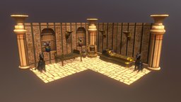 Egyptian Tomb Environment Diorama egypt, desert, sarcophagus, game, stylized, tomb, environment
