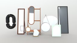 mirror Pack | Blender-UE5-C4D-3DS-max | 2 set, architectural, pack, furniture, table, cabinet