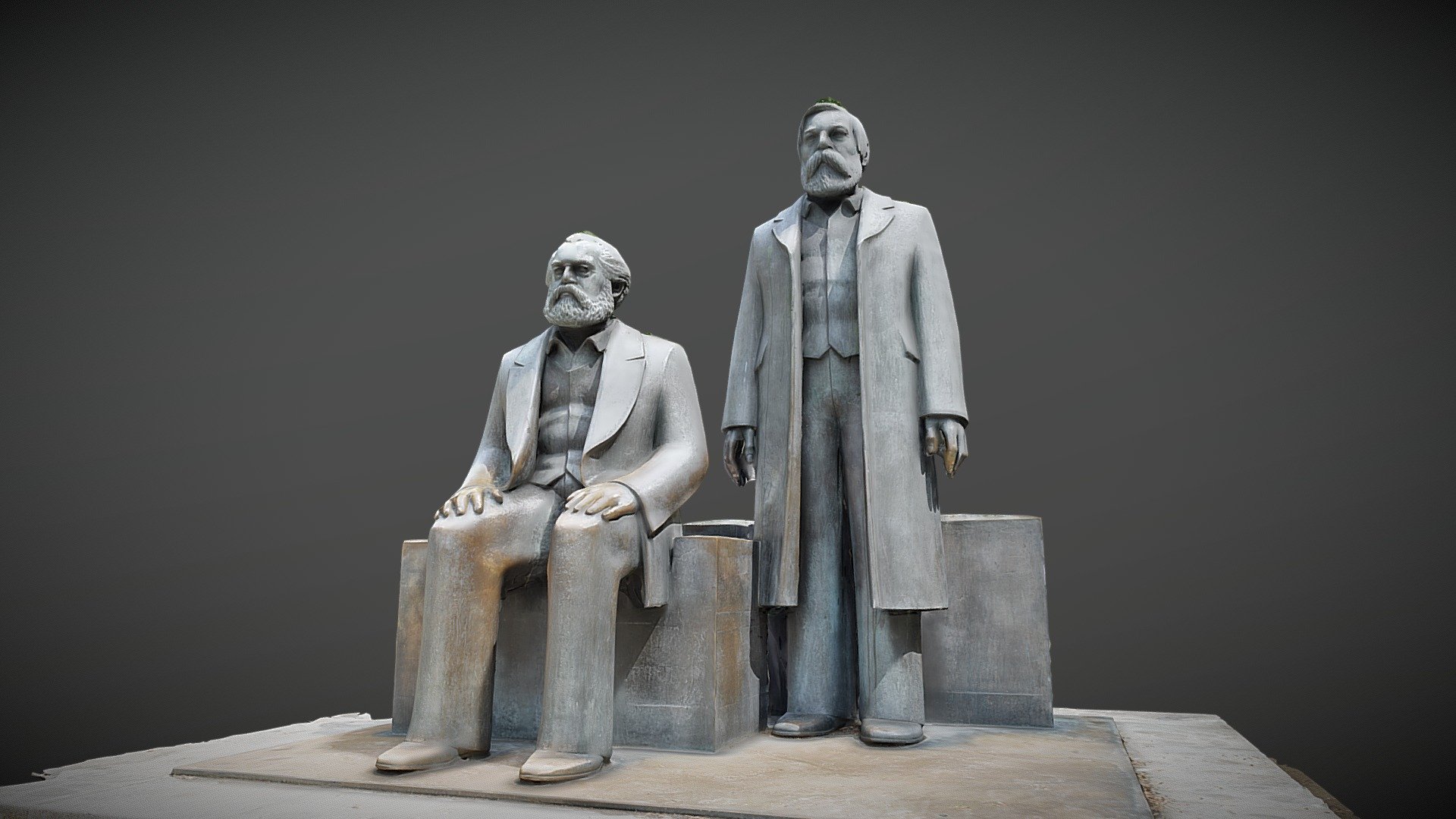 Done with 77 Images. Medium quality dense cloud. Resolution 6k x 4k / 24MP. No post processing with Blender.

There is a slightly polished version over here.

Background the Marx-Engel Forum.


Part of the Berlin 3D Virtual Tour. More details.
 - Marx & Engels - Denkmal Berlin - Download Free 3D model by Urban Photogrammetry (@urban.photogrammetry) 3d model