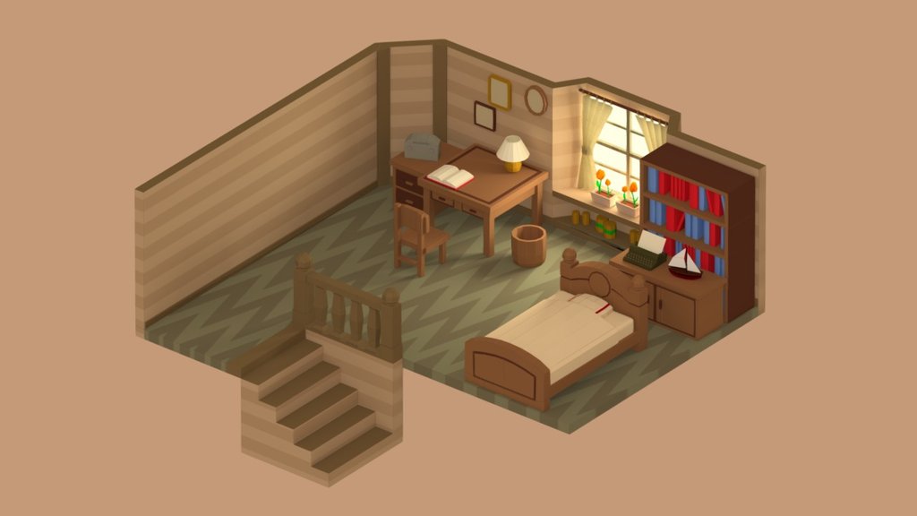 Crono's room from chrono trigger. 
Baked on Blender Cycles.
Some issues with baking and some bad geometry on the bed, but I don't feel like baking again, it took a while 3d model