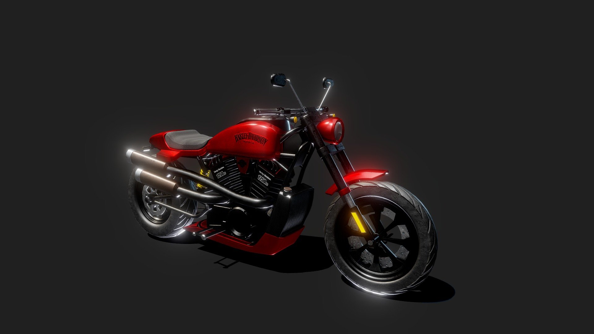 First time ever modelling a Vehicle so I thought I'd go with a personal favourite of mine and do a Harley.

For a first time stab at making a Vehicle I wouldn't say I've done too bad, learned a bit about Bikes from my Dad too in the process so a pretty fun build overall.

Ended up topping out at 73k tris so more of a mid poly model than low 3d model