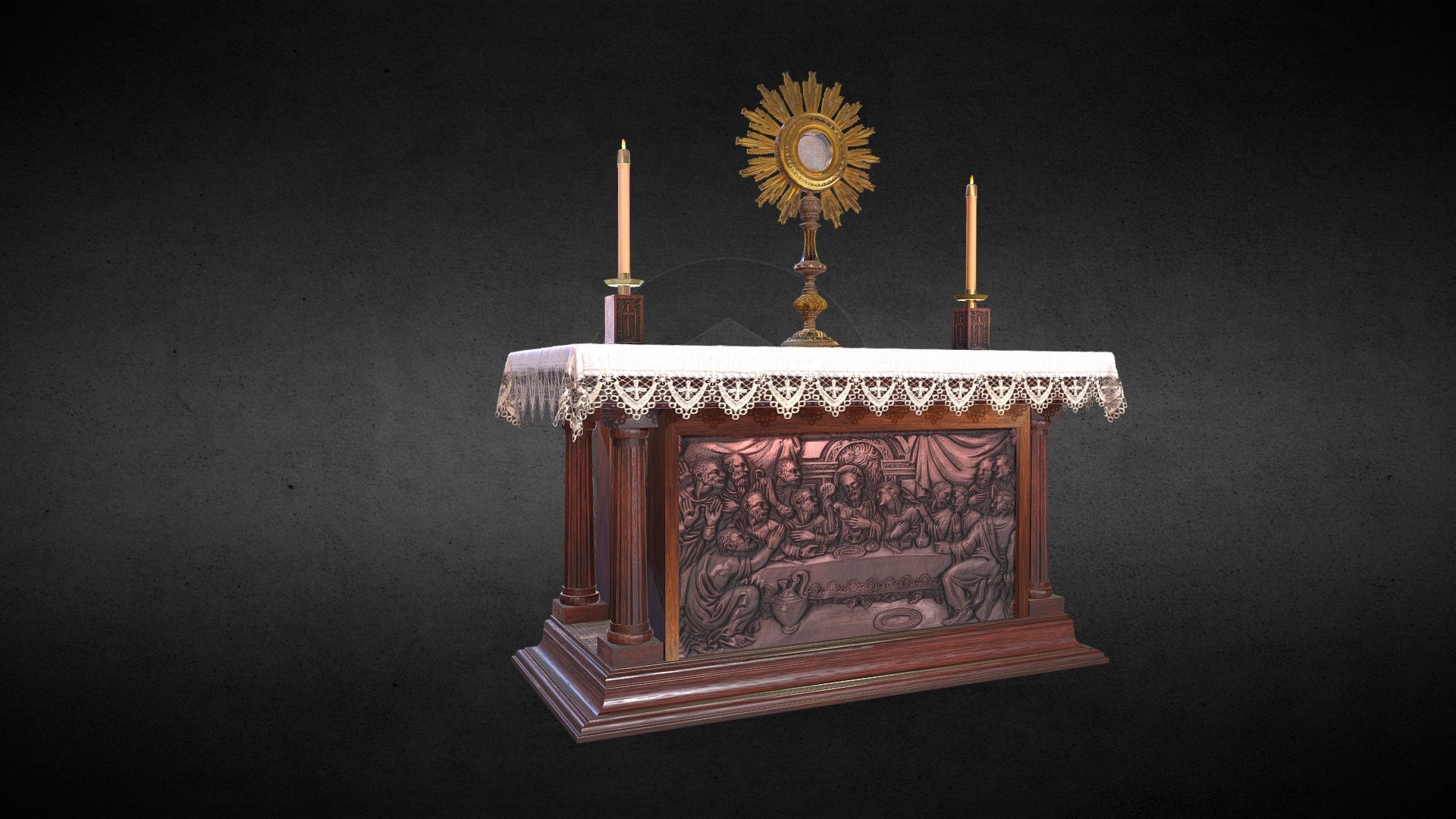 Lowpoly catholic altar table set. 3d model