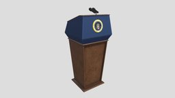 Presidential Podium 4K and 2K Textures platform, pedestal, stage, politician, auditorium, podium, presidential, speech, lectern, polics