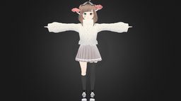 3D Anime Character girl for Blender 9