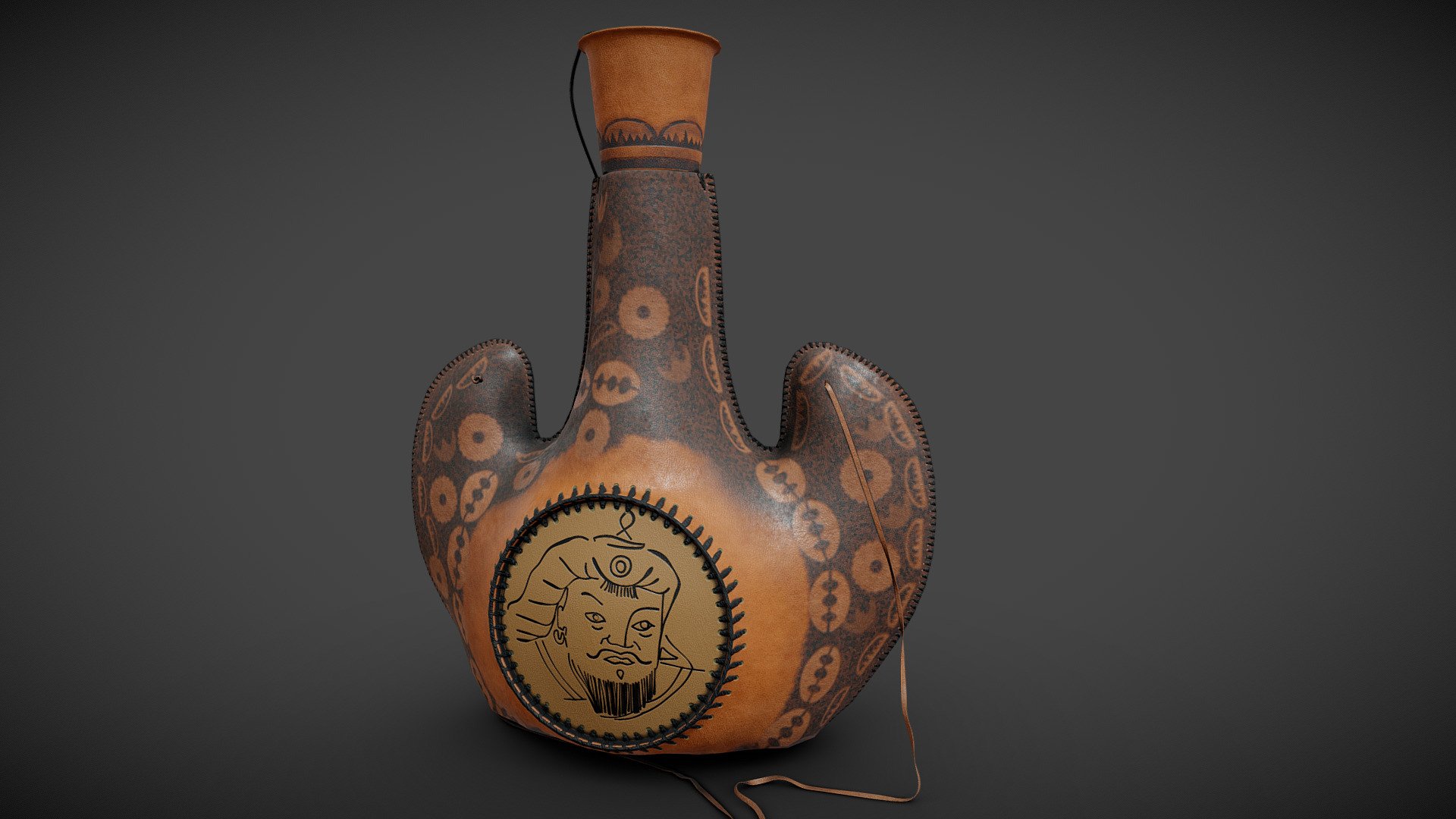 Leather Wine Flask Bota Bag Etched Carved Central Asian Nomad Handmade Sewn
game-ready
pbr
texture fbx - 4k, 
usdz, glb - 512kb - Bota bag / Wineskin - Buy Royalty Free 3D model by russ_rp 3d model