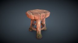 Stylized Stool stool, prop, medieval, substancepainter, substance, asset, game, wood, stylized