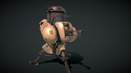 Fallout 4 Automated Turret fanart, uv, turret, cannon, fallout4, rigged_model, substancepainter, weapon, blender, sci-fi, textured, fallout, rigged