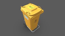 Clinical Waste bin wheel, dump, pedal, clinic, dumpster, trash, can, bag, sack, danger, garbage, waste, outdoor, bio, 50, recycle, biohazard, bin, mask, wheelie, 80, 60, 35, collect, 120, hazard, clinical, 240, disposal, bio-hazard, liter, 3d, pbr, model, medical, container, plastic, dispose, discard