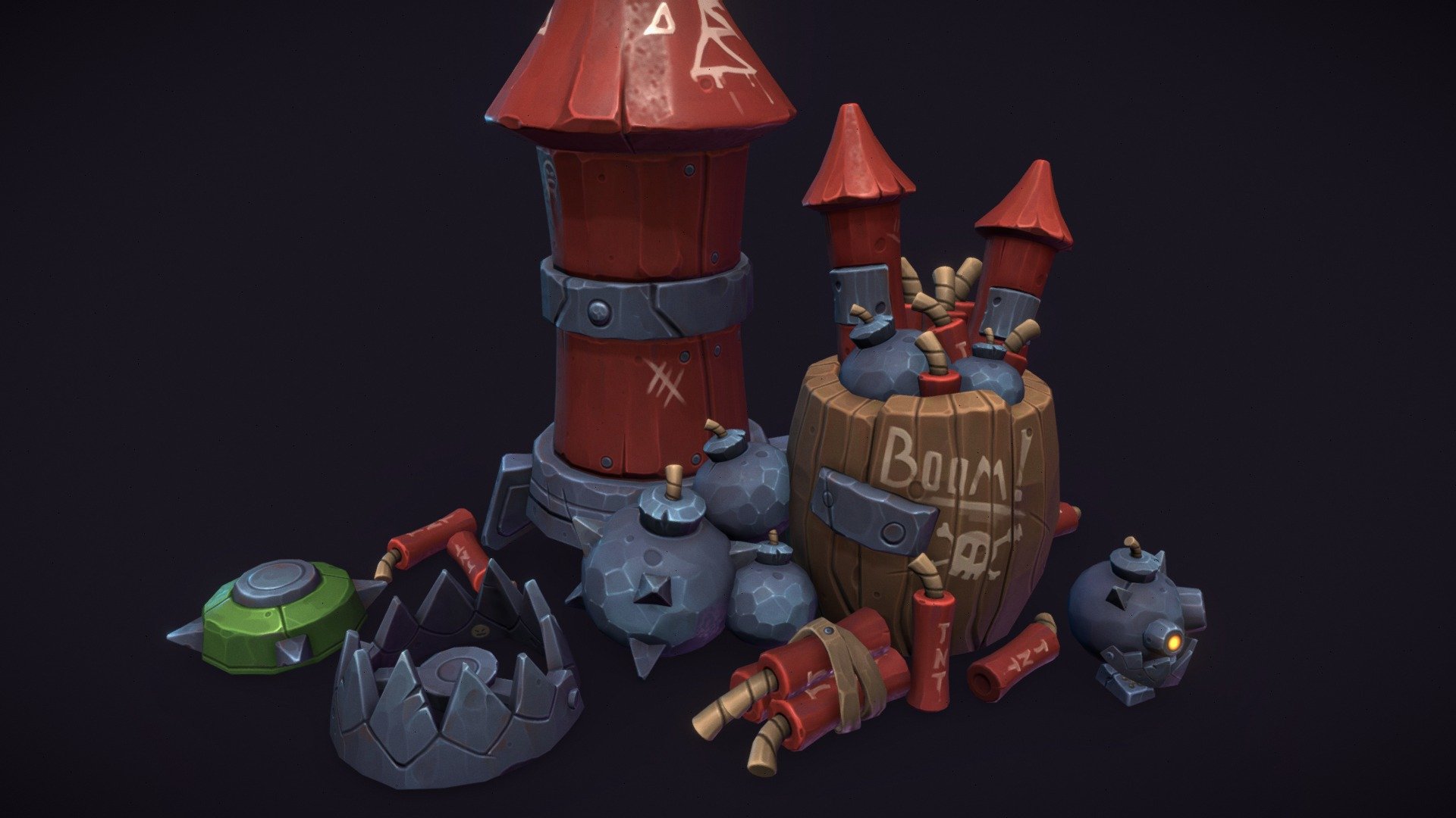 Stylized Goblin Explosives Package with very nicely polished textures and well optimized.




11 Unique models

2 Materials

Texture size 2048x2048

Contains FBX and Blend files (zip package)
 - Goblin Explosives Package - Buy Royalty Free 3D model by ZugZug Art (@zugzug) 3d model