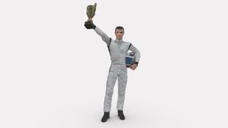 racer in white and cup 1100 racer, style, people, miniatures, realistic, sportsman, character, 3dprint, model, man, cup, sport, recordsman