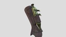 Steampunk Flame Thrower Glove steampunk, leather, arm, with, flame, band, brown, brace, combat, thrower, glove, granade, weapon, pbr, low, poly, female, fantasy, male