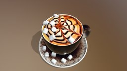 Cup of cappuccino drink, food, coffe, coffee, cappuccino, plate, marshmallow, blender, cup