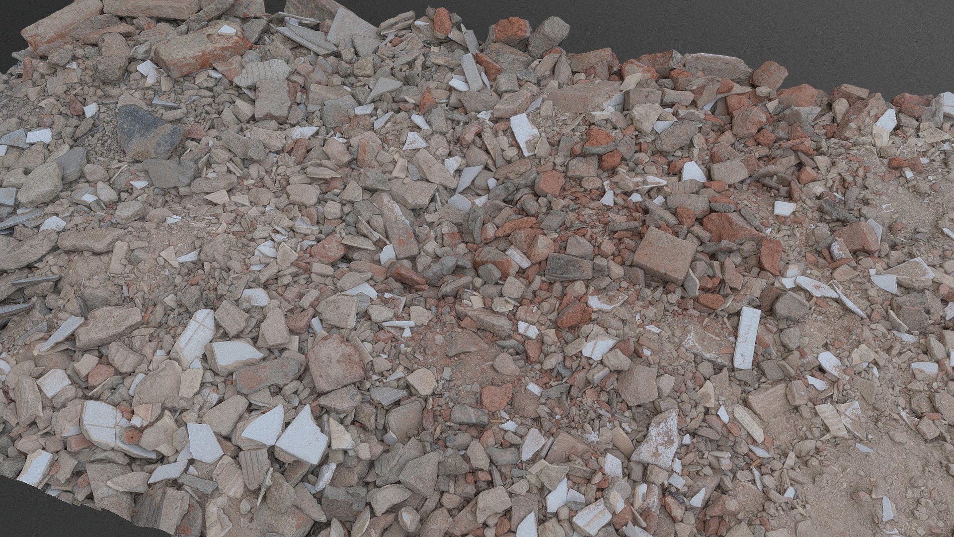 Truckload of debris dump of building demolition demolished ruin White gray bricks, plasterboard and stones rubble debris pieces pile heap of scrap material

photogrammetry scan (140x36mp), 4x8k textures + HD normals - Truckload of debris - Buy Royalty Free 3D model by matousekfoto 3d model