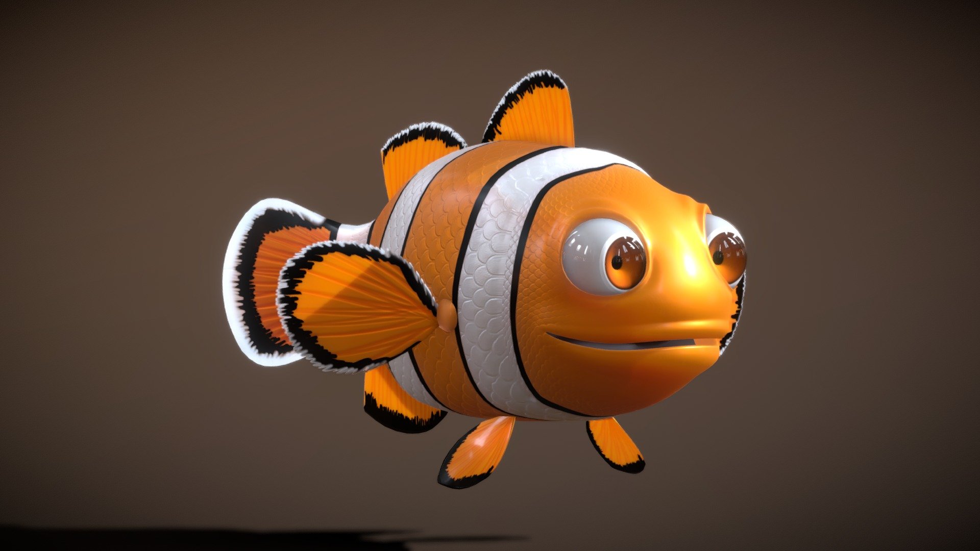 Cartoon clownfish designed for upcoming animated short 3d model