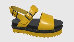 Sandals  Dr  Martens Black Yellow shoe, style, leather, cloth, platform, textures, fashion, foot, dr, shoes, sandals, brand, yellow, apparel, martens, character, game, pbr, lowpoly, clothing, black, gameready