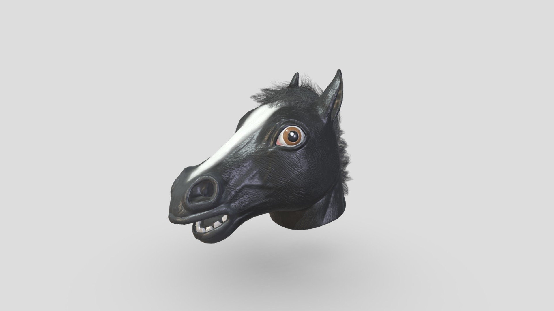 If you need additional work done do not hesitate to contact me, I am available for freelance work.

Funny Rubber Horse Head Mask in black for a character in disguise. 

Highpoly sculpted in Nomadsculpt. Lowpoly made in Blender. Model and Concept by Me, Enya Gerber 3d model