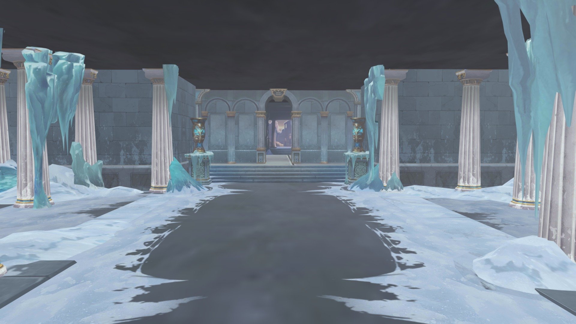 Modelo de un templo de hielo estilo griego basado en el anime Saint Seiya en formato FBX con texturas 3d model