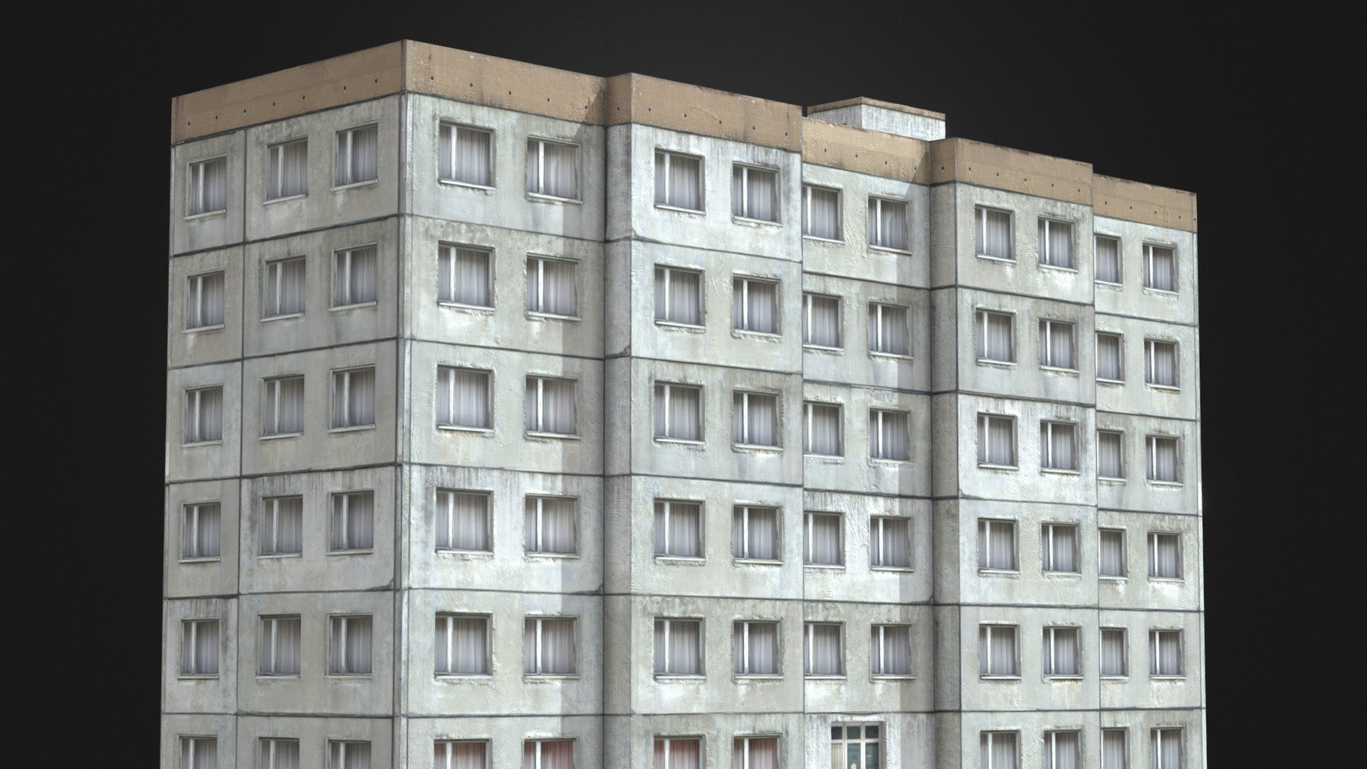 A low poly soviet / asian apartment building. Intended for use in games or renders! High quality 8k textures. Tried to get as photoreal as possible 
with the constraints of it being low poly.

Model created in Maya, textured in Substance Painter, using textures from www.textures.com - LOW POLY - SOVIET  APARTMENT BUILDING 8K - Download Free 3D model by Colin.Greenall 3d model