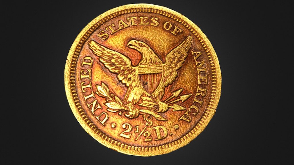3ds max low poly model - Old American Coin - 3D model by pinotoon 3d model