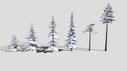 Low Poly Snowy Spruce Tree Pack dae, tree, plant, forest, winter, snow, pack, obj, collection, 4k, fbx, realistic, nature, eevee, spruce, png, conifer, blender, pbr, lowpoly, cycles, gameready