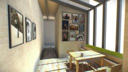 VR gallery room, virtual, modern, cafe, textures, fashion, photography, bricks, baked, table, vr, showcase, virtualreality, gallery, picture, artist, atmosphere, corona, virtual-reality, 3dsmax, art, model, sketchfab, download, space, light
