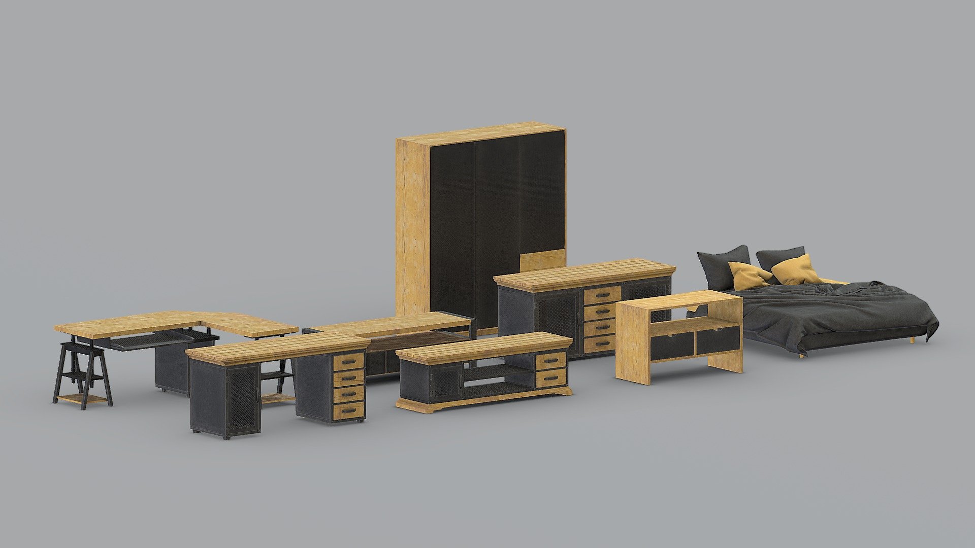 -%50 Promo

**Game Ready **

Furniture for Home Work fine on Unreal and Unity
**Low poly and textured **

( Textures are compress on the Sketchfab's viewport )
Enjoy


[ IMPORTANT ]
In Unreal Engine -
    Set all material's Blend Node to Masked.
Then Connect Base Color &ldquo;A