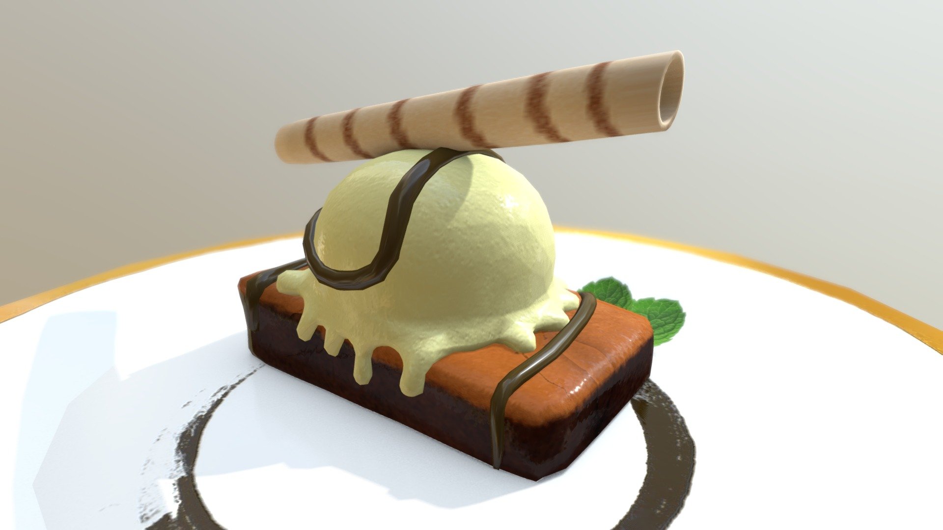 Had fun putting this together for the #lowpolydessertchallenge - probably gained a few kilo thanks to the refernces warping my mind.

Bon appetit! - Brownie with ice-cream :P - 3D model by heroicsatsuma 3d model