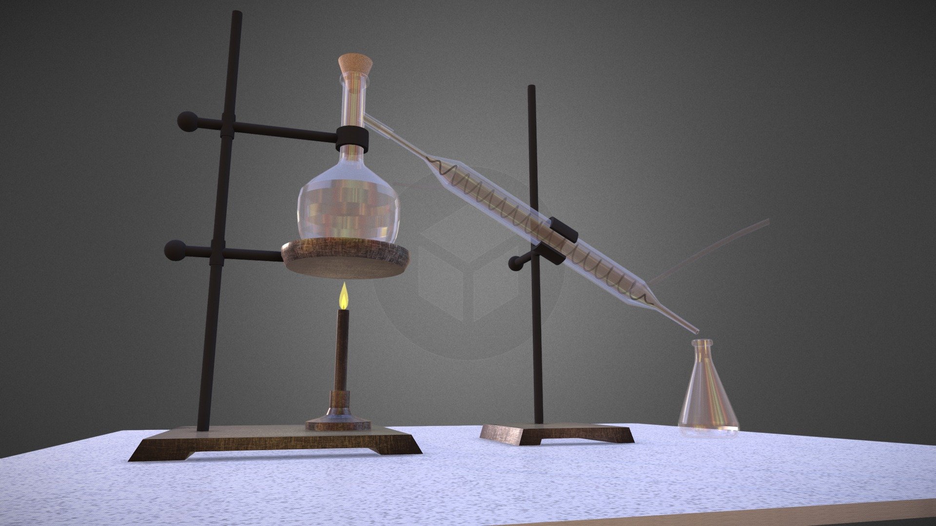 Chemical laboratory equipment, used to separate substances through the boiling of one of them 3d model