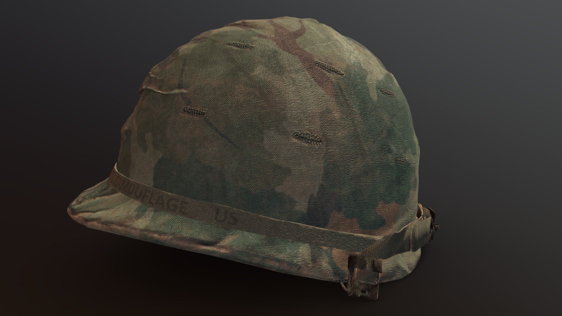 Vietnam-era Standard Issue US M1 Helmet, covered with &ldquo;Mitchell