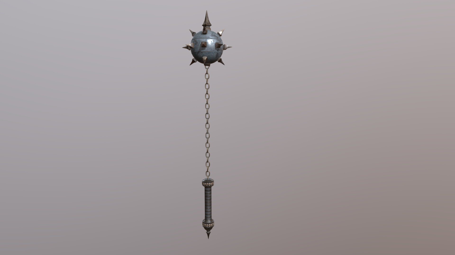 In the medieval era, the morning star on a chain emerged as a fearsome melee weapon on the battlefield. This deadly instrument featured a solid metal shaft, typically crafted from iron or steel, affixed to a chain, which in turn connected to a spiked metal ball or head. Unlike traditional morning stars, this variant allowed for increased range and maneuverability, granting warriors the ability to strike with swift and unpredictable movements.

Upon impact, the spiked head could deliver devastating blows, capable of inflicting severe blunt force trauma and penetrating armor with its sharp spikes. Renowned for its versatility and ferocity in combat, the morning star on chain became a favored weapon among knights and foot soldiers during the tumultuous medieval period 3d model