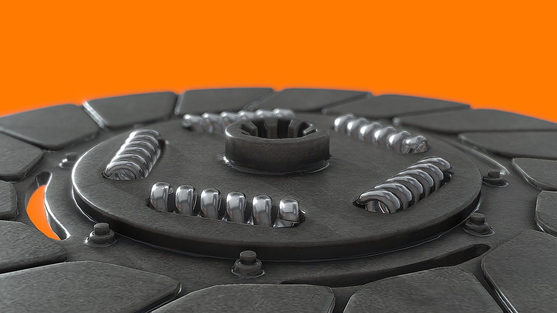 High-poly transmission parts: clutch and center plate 3d model